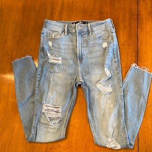 Hollister Light Blue Ultra High-Rise Super Skinny Soft Stretch Distressed
